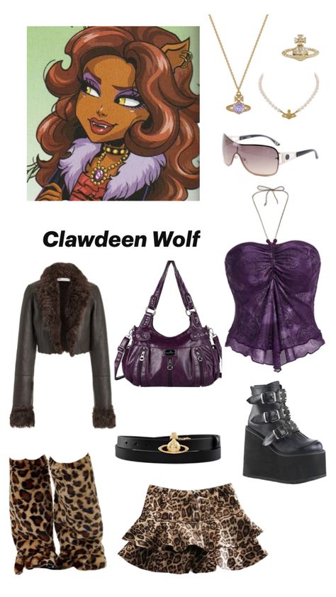 Series/Movie: Monster High Character: Clawdeen Wolf Cléo And Clawdeen Costume, Dracula And Clawdeen Halloween Costume, Mysterious Halloween Costumes, Halloween Colors Outfit, Clawdeen Halloween Outfit, Howleen Wolf Costume, Gothic Characters Movies, Monsters High Characters, Halloween Ideas 2024 Women