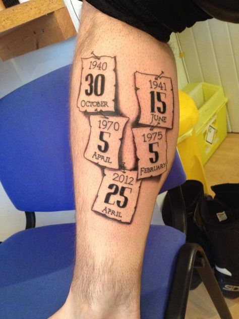 Pin by Kanokchart on Tattoos I've done | Tattoos with kids names, Graffiti tattoo, Body art tattoos Date Tattoo Ideas For Men, Anniversary Tattoos, Date Tattoo Ideas, Skull Thigh Tattoos, Birthdate Tattoo, Date Tattoo, Leg Sleeve Tattoos, Family Tattoos For Men, Traditional Tattoo Inspiration