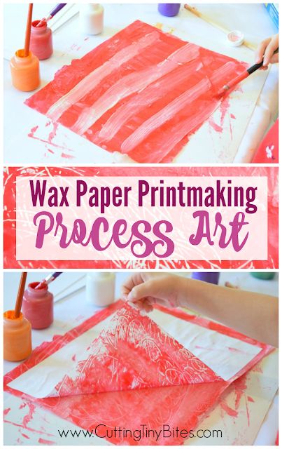 Wax Paper Printmaking- Painting Process Art For Kids. Explore a simple form of printmaking using materials you have on hand. Fun and easy painting activity for preschoolers, kindergartners, or elementary kids. Printmaking Painting, Process Art For Kids, Process Art Preschool, Tiny Bites, Printmaking Projects, Activity For Preschoolers, Painting Activities, Printmaking Art, Art Activities For Kids