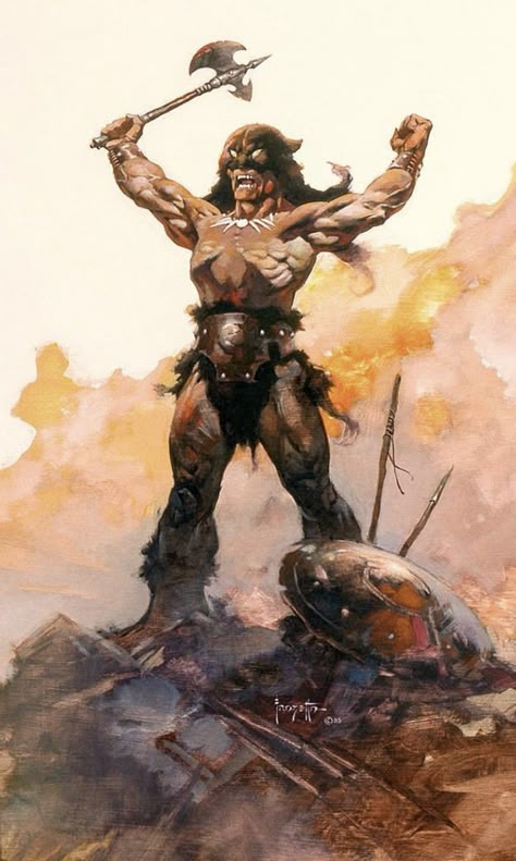 Hyborian Age Art, Barbarian Poster, Frank Frazetta Art, Viking Comic Art, D&d Barbarian Art, Frazetta Art, Hyborian Age, Conan The Barbarian Art Frank Frazetta, Viking Character