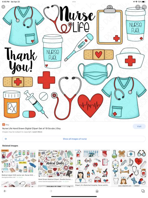 Nurse Doodle Art, Nursing Clip Art, Doctor Things Medical, Nursing Doodles, Nurse Doodles, Nurse Crafts, Nurse Drawing, Medical Vector, Project Cover Page