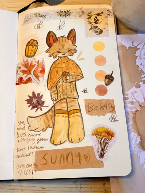 Cute Fall Sketches, Therian Notebook Ideas, Therian Art Ideas Drawing, Warrior Cat Drawings Character Design, Therian Art Cat, Therian Journal, Autumn Character, Therian Drawing, Therian Art