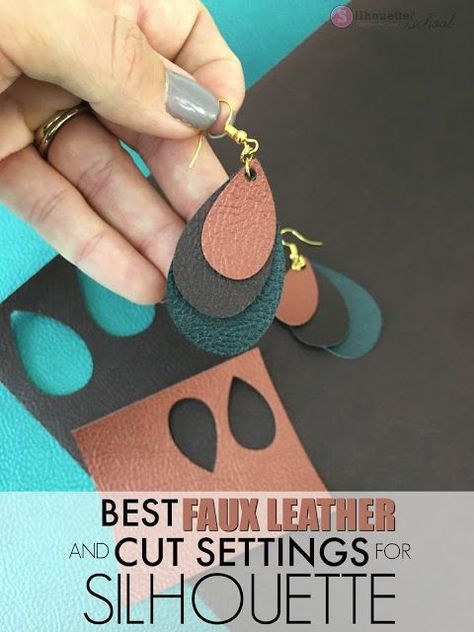 DIY faux leather earrings are actually pretty easy to make with a Silhouette machine if you have the right cut settings and material. Starting with the basics are key and with this tutorial we will start there. Silhouette Jewelry, Silhouette School Blog, Diy En Cuir, Silhouette Cameo Crafts, Silhouette Earring, Diy Leather Earrings, Leather Jewelry Diy, Silhouette Cameo Tutorials, Silhouette Cameo Projects