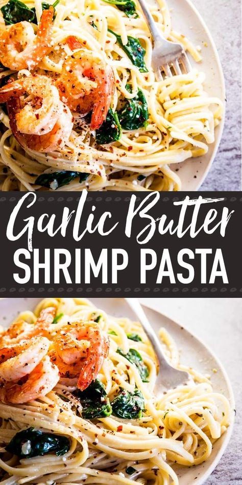 Butter Shrimp Pasta, Garlic Butter Shrimp Pasta, Shrimp Linguine, Garlic Shrimp Pasta, Garlic Butter Shrimp, Butter Shrimp, Shrimp Pasta Recipes, Date Night In, Fettuccine Alfredo