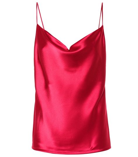 Galvan - Whiteley satin slip camisole - For your next soirée, channel a sense of boudoir chic with the Whiteley camisole from Galvan. Made in the UK from lustrous satin in raspberry pink, the tank top has a slip silhouette inspired by '90s minimalism – from the draped neckline to the slender straps. Take it into the daytime by making it part of a layered look. seen @ www.mytheresa.com Red Satin Top, Red Cami, Red Camisole, Silk Bodysuit, Power Red, Linen Crop Top, Satin Camisole, Satin Crop Top, Cropped Camisole