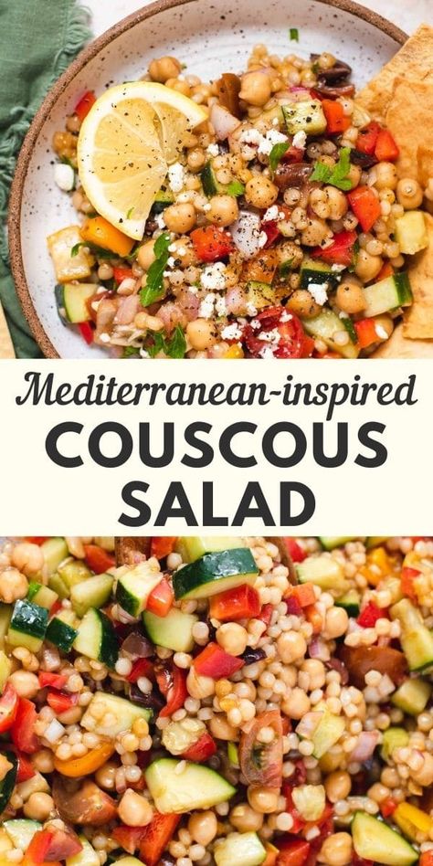 Mediterranean Couscous Salad, Pearl Couscous Salad, Couscous Salad Recipes, Mediterranean Couscous, Homemade Balsamic Vinaigrette, Pearl Couscous, Couscous Salat, Seasonal Vegetables, Salad Meal Prep