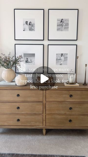 Melissa Coryell on Instagram: "*comment the word SHOP to get links for my Pottery Barn Sausalito dresser dupe sent directly to you! I have it linked at two different places that sell it!  ❣️ Shop my home and affordable finds in the LTK app (link in bio) ❣️ Follow @coryell.home for more neutral modern classic home decor  #Homedecorinspo #modernorganic #homeinspo #neutralhome #homedecor #studiomcgee #wayfairfinds #homeswithpurpose" Modern Farmhouse Bedroom Dresser Decor, Wide Dresser Decor, Decor On Bedroom Dresser, Modern Organic Dresser, Pottery Barn Living Room Ideas 2024, Decor For Dresser Top Bedrooms, Sausalito Dresser, Georgetown Homes, Dresser Styling Bedroom