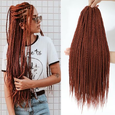 PRICES MAY VARY. 💖【Crochet Box Braids Package Details】: 8Packs 18Inch Box Braids Crochet Hair is 18 Strands/Pack, Weight: 2.82oz(80g±5g)/Pack , Total 144 Strands with Free Gifts (1 X Crochet Hook+5 X Rings), 8Packs Box Braids Crochet Hair Can Make a Very Full Head. 💖【Box Braid Crochet Hair Material】: 100% High Quality High Temperature Flame-Retardant Fiber Crochet Box Braids. Light & Weight, Super Soft, No Smell, Looks Very Neat and Smooth, Tangle-free, Shedding-free, Not Easy to Separate, Nat Copper Box Braids, Simple Fulani Braids, Goddess Box Braids Crochet Hair, Ombre Box Braids, Box Braids Crochet, Braiding Hair Colors, Goddess Box Braids, Box Braid Hair, Crochet Braids Hair