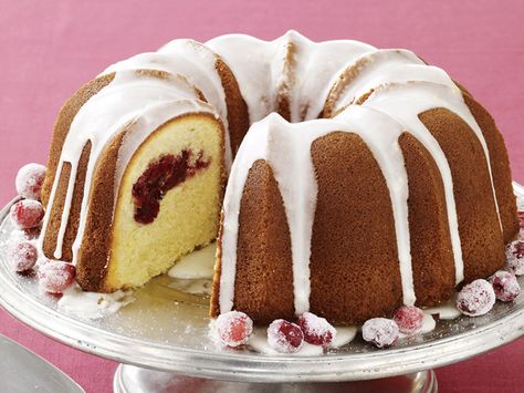 Meyer Lemon-Cranberry Bundt Cake recipe from Food Network Kitchen via Food Network Cranberry Bundt Cake, Almond Pound Cake, Lemon Cranberry, Almond Pound Cakes, Fun Thanksgiving Desserts, Chocolate Cranberry, Cakes To Make, Thanksgiving Cakes, Cranberry Almond