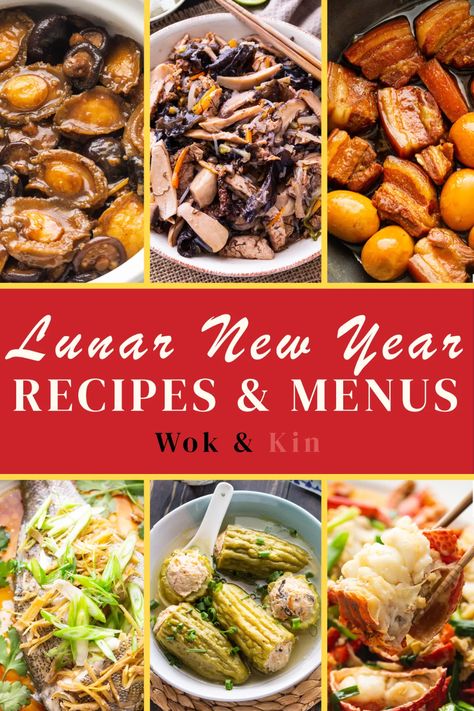 Find our BEST Lunar New Year Recipes! Turn your favorite dishes into a celebration menu - all with authentic Chinese and Vietnamese flavors! #chinesenewyearrecipes #lunarnewyearrecipes #chinesenewyearfood Lunar New Year Food Dishes, Lunar New Year Recipes, Pot Luck Dishes Easy, Chinese Steamed Fish, Chinese New Year Recipes, Chinese New Year Dishes, New Year Recipes, Pork Belly Bao, Chinese Banquet