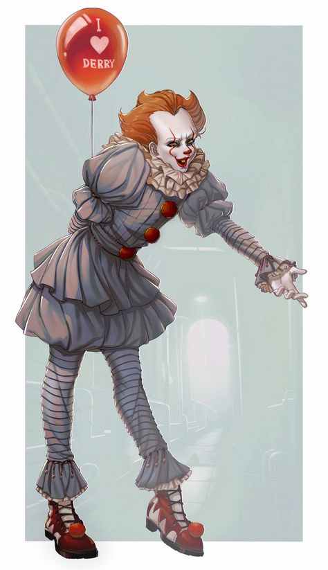 Pennywise X Bill, Terrifier Fanart, Pennywise Fanart, Evil Clown Tattoos, Horror Fanart, Creepy Clowns, Clown Suit, Frilly Dress, Indie Game Art