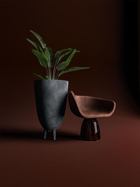 Inspired from the Udder form of the Koi Coal series, the footed planter is a must-have for any contemporary space. The planter brings the perfect blend of rustic and modish elements together, creating an enigma that is yet unmatched. Evoke traditional elements in your modern-day home setup with the Udder Planter. Designer Planters, Home Setup, Chair Collection, Planter Design, Drawing Room, Indoor Planters, The Floor, Koi, Design Elements