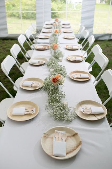 Wedding Reception Tablescapes, Palm Leaf Plates, Reception Tablescapes, Eco Wedding, Wedding Party Table, Wedding Plates, Summer Wedding Outdoor, Leaf Plates, Eco Friendly Wedding