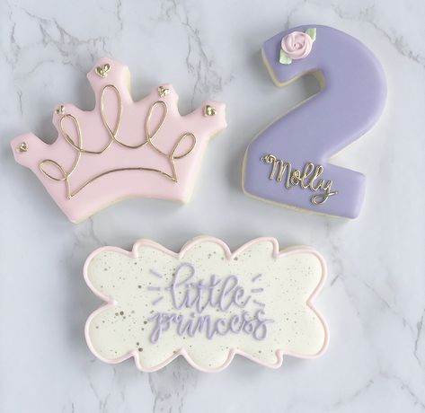 Number 2 Cookies Decorated, Princess Second Birthday Party, 2nd Birthday Cookies Girl, Two Year Old Princess Birthday Party, Princess Decorated Cookies, Princess Party Cookies, Princess Theme Cookies, Princess Cookies Decorated, Princess 2nd Birthday Party