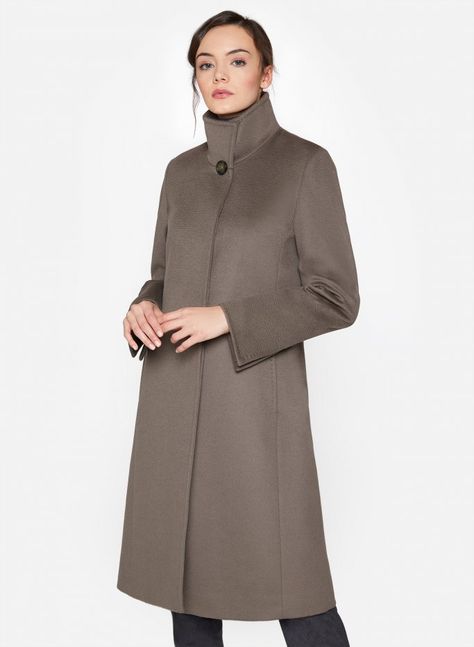 Taupe coat with button - Second Season - Cinzia Rocca Cinzia Rocca, Women Jacket, Luxury Clothing, Luxury Outfits, High Neck Dress, In Italy, Jackets For Women, Italy, My Style