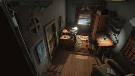 ArtStation - The Longest Journey - April's Apartment, Hampus Granberg The Longest Journey, Pre Production, Beautiful Mess, Fun Projects, Game Design, Cyberpunk, Sci Fi, Gaming, Apartment