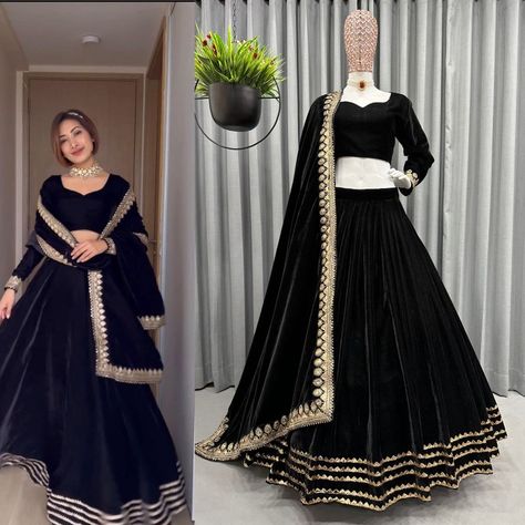 Price is only : 3500rs for india free delivery Lehenga Choli Design, Designer Lengha, Black Lehenga Choli, Choli Design, Velvet Lehenga, Black Lehenga, Lehenga Designs Simple, Choli Designs, Traditional Indian Outfits