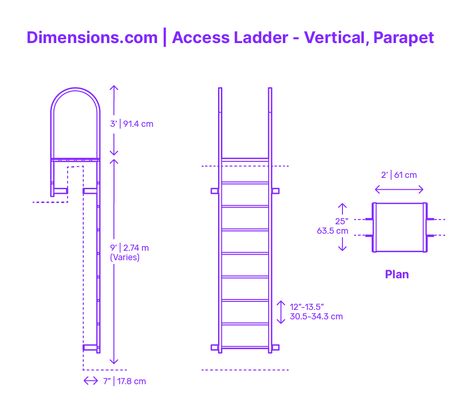 A parapet vertical access ladder is designed to provide safe and efficient access over a parapet wall on a roof or terrace. The ladder is vertically fixed, often extending above the parapet height for easy access. It optimizes space and offers practicality, focusing on safety, durability, and user convenience. Downloads online #ladders #stairs #access #buildings #construction Roof Stairs, Roof Access Ladder, Swimming Pool Plan, Wall Ladder, Stair Ladder, Civil Engineering Construction, Roof Ladder, Civil Engineering Design, Architectural House Plans