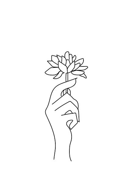 Download free HD stock image of Hand Woman Hand Holding Flower Drawing, A Flower Drawing, Drawing On Hand, Hand Holding Flower, Hands Holding Flowers, Woman Flower, Holding A Flower, Flower Line Art, Flower Step By Step