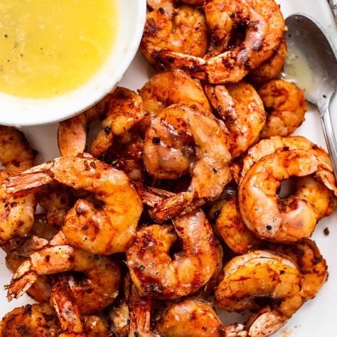 Garlicky Broiled Shrimp, Broil Shrimp In Oven, Broiled Shrimp Skewers, Broiled Shrimp Recipe, Shrimp Broil Oven, Broiled Shrimp Oven, Honey Butter Sauce, Oven Shrimp Recipes, Jumbo Shrimp Recipes