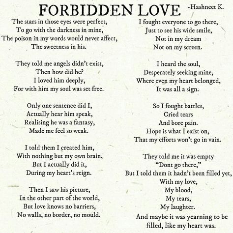 Forbidden love by Hashneet K #love #poetry #sad #warrior #poetsofinstagram #poetsoftumblr Love Spoken Poetry, Forbidden Love Ideas, Forbidden Love Story Prompts, Forbidden Love Writing Prompts, Forbidden Love Poetry, Forbidden Love Poem, Forbidden Love Prompts, Forbidden Love Poems, Forbidden Love Quotes