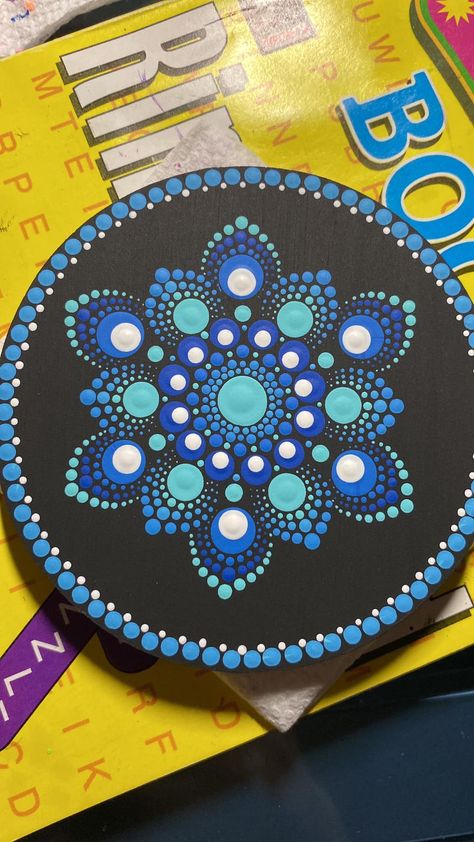 Dot Mandalas for Beginners | Finished this up Dot Mandala Coasters Easy, Dot Paint Mandala, Dot Mandala Beginner, Dot Mandala For Beginners, Easy Dot Mandala Patterns, Dot Mandala Art Easy, Mandala Rocks For Beginners, Dot Mandala Easy, Easy Dot Mandala Art For Beginners