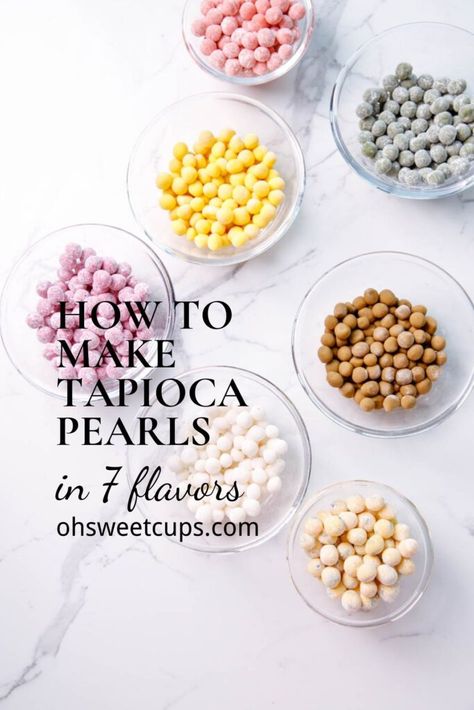 Types of Boba Pearls-a depth overview - Oh Sweet cups Things To Make With Tapioca Flour, Diy Tapioca Pearls, Homemade Tapioca Pearls, How To Make Tapioca Pearls, Boba Without Tapioca, Tapioca Balls Recipe, Cornstarch Boba, Tapioca Pearls Recipe, Make Tapioca Pearls