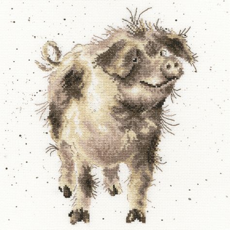 Hannah Dale for Wrendale Designs Cross Stitch Kits by Bothy Threads Embroidery Animals, Stitch Kitchen, Bothy Threads, Pig Crafts, Wrendale Designs, Tapestry Kits, Stitch Pictures, Modge Podge, Watercolour Inspiration