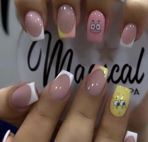 France Nails, Spongebob Nails, Disney Acrylic Nails, Patrick Nagel, Glow Nails, Acrylic Nails Coffin Short, Dream Nails, Classy Nails, Fancy Nails