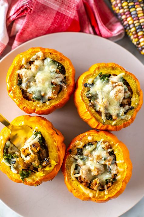 The Best Stuffed Pumpkin Recipe - The Girl on Bloor Stuffed Pumpkin, Pumpkin Recipe, Fall Dishes, Holiday Snacks, Mini Pumpkins, Baked Pumpkin, Pumpkin Recipes, Pork Recipes, Yummy Dinners