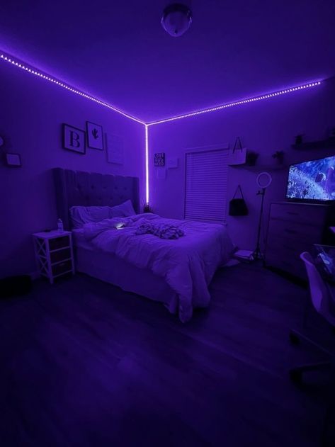 Remodel Room Ideas Bedrooms, Grey Room With Led Lights, Mirror Section In Room, Minimalist Bedroom With Led Lights, Nice Rooms Bedrooms, Full Room Ideas, Basic Aesthetic Room, Aesthetic Rooms Bedrooms, Basic Room Aesthetic