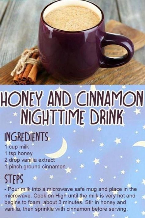 Hot Drinks For Breakfast, Munchies Snacks Late Nights Sweet, Cozy Drink Recipes, Cinnamon Drink Recipes, Night Time Drinks, Cinnamon Drinks, Honey Drinks, Nighttime Drink, Warm Drinks Recipes