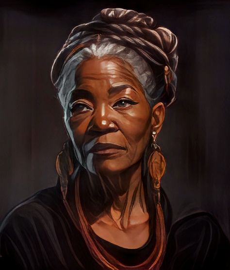 Elderly Black Woman Character Art, Old Female Character Design, Old Woman Concept Art, Older Black Woman Art, Old Black Woman Art, Older Character Inspiration, Elderly Woman Character Design, Middle Aged Woman Character Art, Grandma Character Art