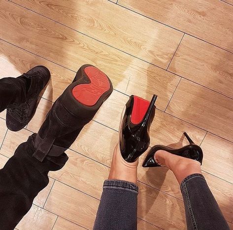 Couple goals 😍 red bottom shoes Red Bottom Heels Outfit, Red Bottom Heels, Red Bottom Shoes, Couple Fits, Couple Shoes, Live Girls, Red Bottom, Louboutin Heels, Christian Louboutin Heels