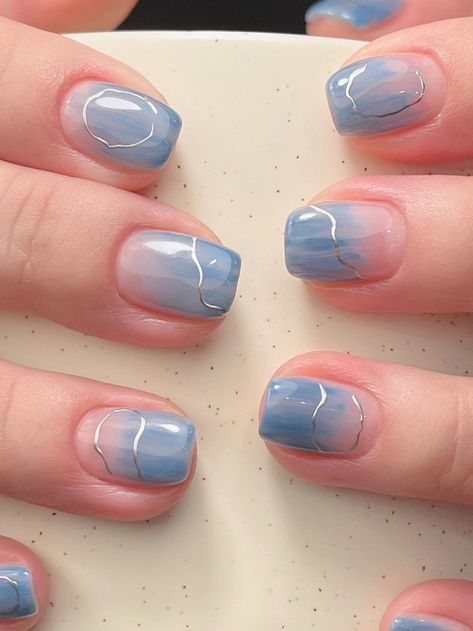 Blue Ombre Nails, Blue Ombre, Ombre Nails, Nail Designs, Nail Polish, Blue And White, Nail Art, Nails, Blue