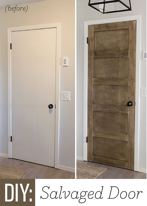 The easiest flat panel door update ever! - Jenna Sue Design 5 Panel Doors, Salvaged Door, Hantverk Diy, Jenna Sue, Hollow Core Doors, Design Blogs, Ideas Hogar, Diy Makeover, Door Makeover