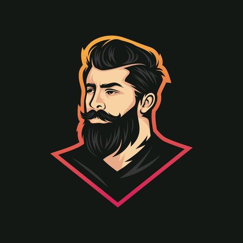 Beard Logo Vector Illustration, Barbershop Logo template, Haircut men vector Men Salon Logo, Big Beards Men, Bearded Characters, Beard Logo Design, Beard Vector, Barbershop Logo, Vector Face, Animal Sleeve, Beard Logo