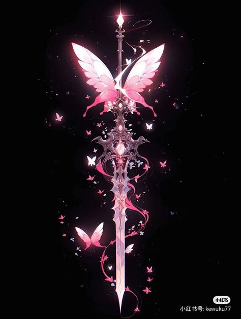 Neon Aesthetic Wallpaper, Fantasy Jewelry Magic, Butterfly Swords, الفن الرقمي, Pretty Knives, Images Kawaii, Fantasy Props, Magic Design, Neon Aesthetic