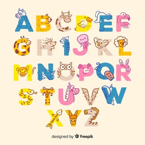 Animal alphabet with cute letters Free V... | Free Vector #Freepik #freevector #animal #cute #alphabet #lion Animal Alphabet Letters, Lettering Download, Cute Alphabet, Animal Letters, Alphabet Clipart, Clipart Free, Cute Letters, Cute Fonts, Alphabet Art