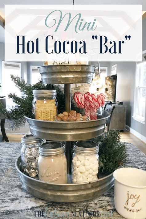 Mini Hot Cocoa Bar Mini Hot Cocoa Bar Chocolate Station, Scratch Cooking, Diy Hot Chocolate, Diy Hot Cocoa, Coffee Stand, Diy Coffee Bar, Coffee Bar Design, Hot Chocolate Bar, Hot Chocolate Coffee