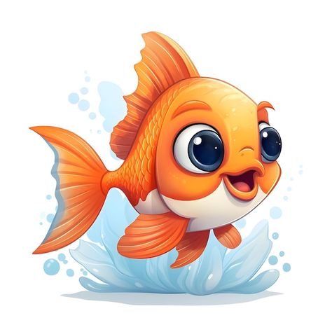 Cute Fish Illustration, Cute Fish Drawing, Fish Illustration Art, Animale Marine, Turkey Handprint Craft, Goldfish Tattoo, Cute Cartoon Fish, Fish Illustrations, Fish Cute