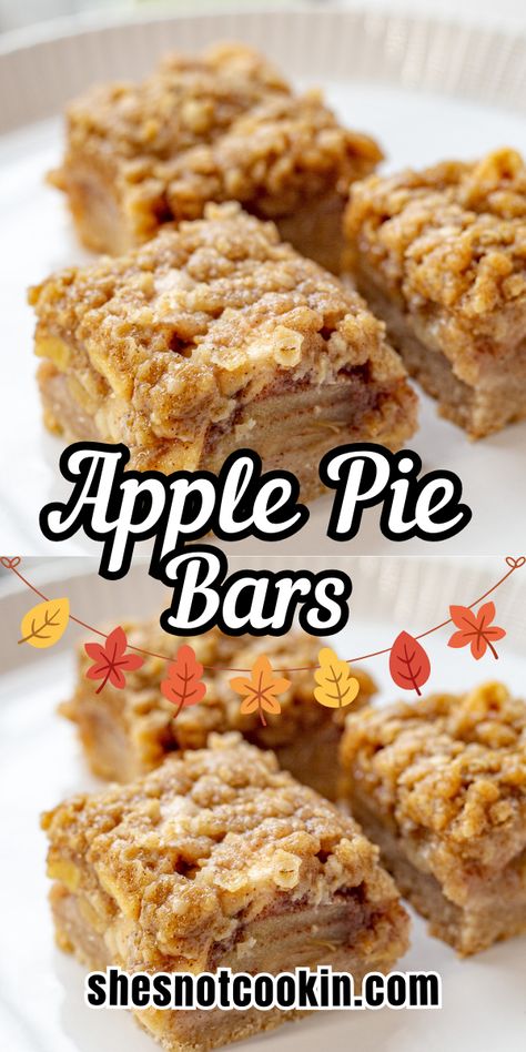 Apple pie bars on a plate. Quick And Easy Apple Pie Bars, Apple Dessert Recipes For 2, Apple Strudel Bars Recipe, Simple Apple Pie Filling Recipes, Small Batch Apple Pie Bars, Make Ahead Apple Pie To Freeze, Thanksgiving Bar Recipes, Easy Apple Pie Bars Recipe, Apple Crisp Bars Recipe With Oats