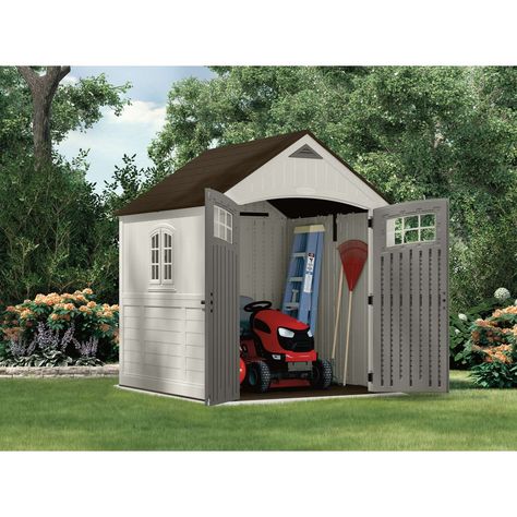 Suncast Cascade 8.5 ft. H x 7 ft. W x 7 ft. D Vanilla Resin Storage Shed - Ace Hardware Suncast Storage Shed, Home Depot Shed, Plastic Storage Sheds, Shed Blueprints, Yard Sheds, Storage Building, Shed Building Plans, Resin Storage, Large Sheds