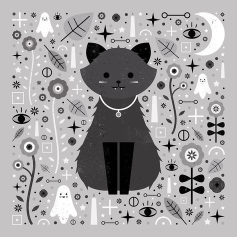 Kitten Fang by CarlyWatts Carly Watts, Doodle Paint, Black Cat Art, Animal Portraits, Doll Ideas, Mystical Art, Domestic Cat, Magic Art, Moon Art