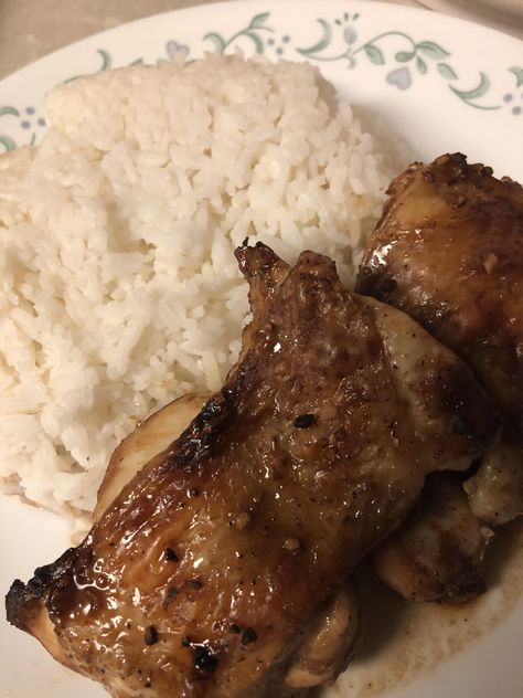 [Homemade] Chicken adobo with rice Adobo With Rice, Adobo Rice, 11 Aesthetic, Pork Steak Recipe, Chicken Adobo, Rice Food, Pork Steak, Adobo Chicken, Be Irresistible