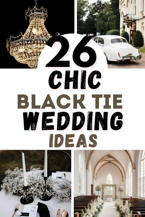 26 Chic, Show-Stopping Black Tie Wedding Ideas You'll Love - Finds For Her Black Wedding Traditions, Black And White Formal Wedding Decor, Black White Gold Wedding Theme Decor, Elegant Black Tie Wedding Decor, Black Tie Barn Wedding, Black Tie Decor, Black Tie Wedding Aesthetic, Modern Black And White Wedding Decor, Black And White Reception Decor