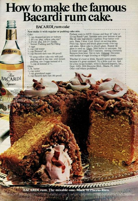 Bacardi Rum Cake, Rum Cake Recipe, Bacardi Rum, Rum Cake, Bundt Cakes Recipes, Cake Cupcakes, Monkey Bread, Pound Cake Recipes, Cupcake Cake