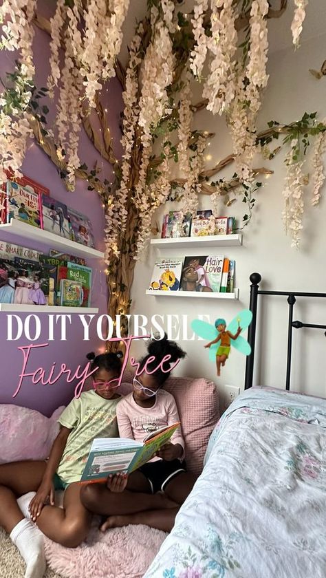 Nique Taylor 🦋| Yoga instructor | A reading nook right out of an enchanted forest ✨😍 And guess what? It was under $60 and took only 2.5 hours to put together. All you… | Instagram Fairy Themed Room Forest Bedroom, Enchanted Forest Bedroom Fairy Room, Enchanted Forest Diy, Fairy Theme Room, Enchanted Forest Room, Enchanted Bedroom Ideas, Forest Room Decor, Enchanted Forest Bedroom, Forest Themed Bedroom