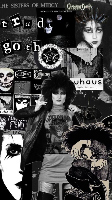 Trad Goth Wallpaper Iphone, Bauhaus Wallpaper Band, Trad Goth Aesthetic Wallpaper, Trad Goth Wallpaper, London After Midnight Band, Trad Goth Pfp, 80s Trad Goth, Goth Wallpapers, Goth Posters