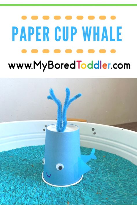 Paper Cup Whale: This paper cup whale craft is a super simple way to create your own whale puppet! He can be ready to play with in no time. Whale Puppet, Whale Craft, Summer Activities For Toddlers, Snail And The Whale, Whale Crafts, Paper Cup Crafts, Under The Sea Crafts, Toddler Craft, Fun Activities For Toddlers